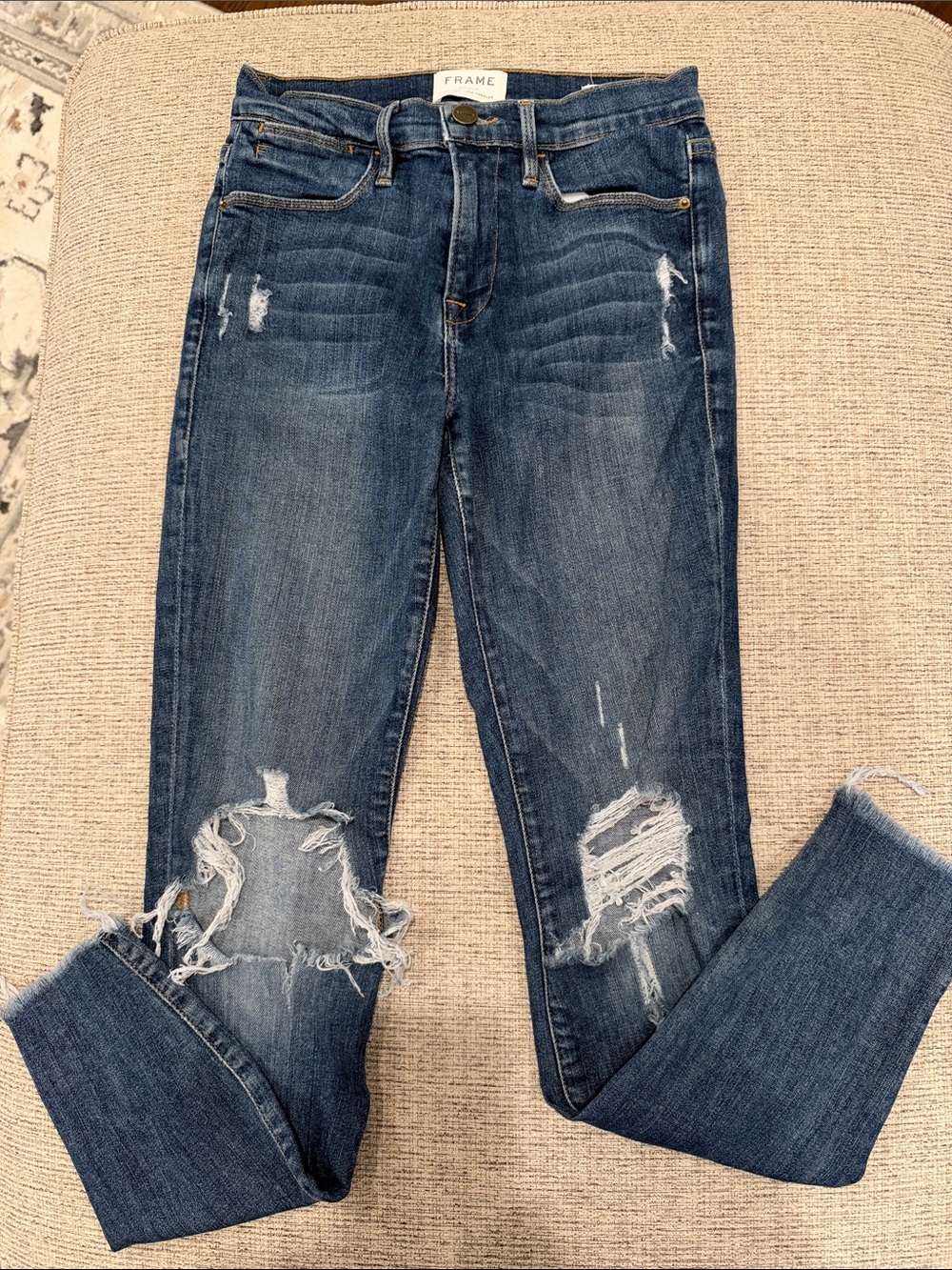 Frame Denim Women’s Ripped Le High Skinny Jeans